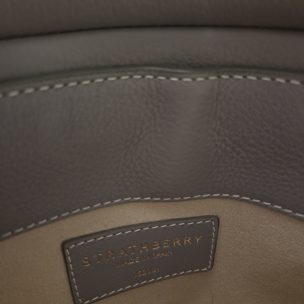 Strathberry Gray Leather Clutch with Gold Bar - Picture 10 of 12